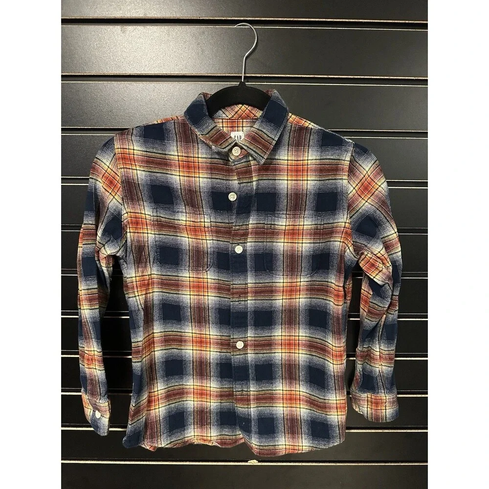 Gap Boys Long Sleeve Button Down - Plaid Flannel Size Large